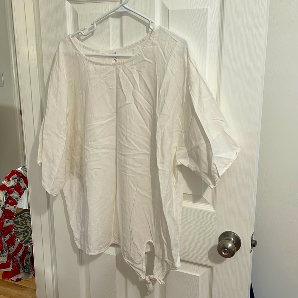 White loose fit tie blouse Time and Tru size L 12-14